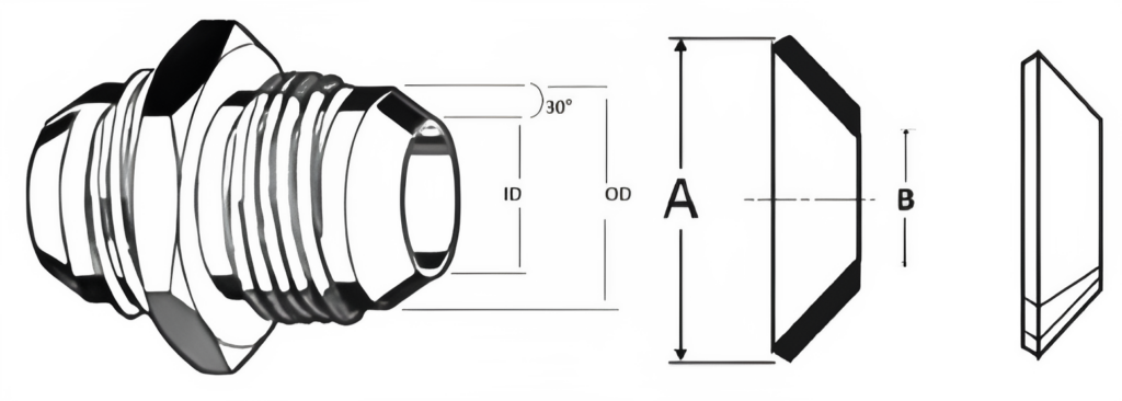 30° Flare JIS 300 FlareTight Seal Dimensions, Size Chart and Table