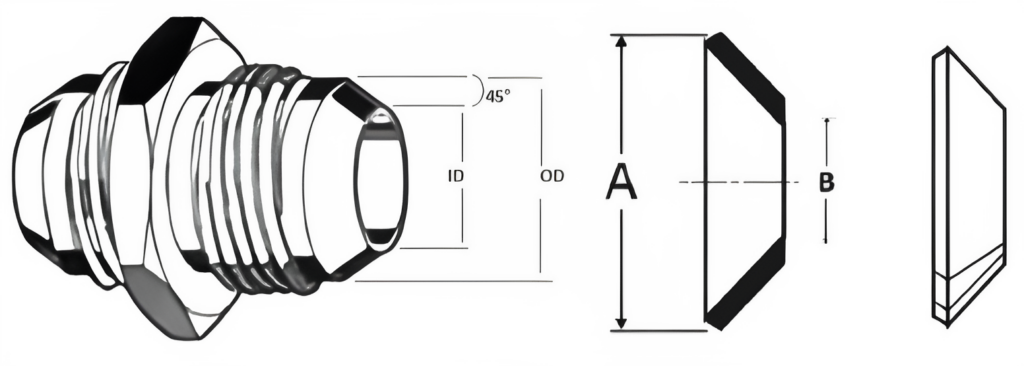 SAE 45° Flare (SAE J512) FlareTight Seal Dimensions, Size Chart and Table